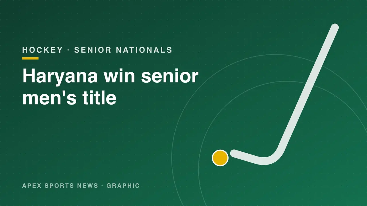 Apex Sports News graphic: Haryana win the senior men's hockey title