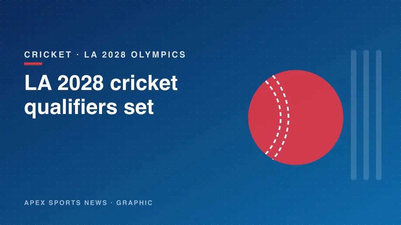 Apex Sports News graphic: LA 2028 cricket qualifiers set