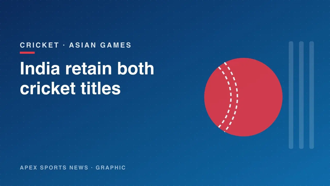 Graphic of a cricket ball for India's Asian Games cricket golds