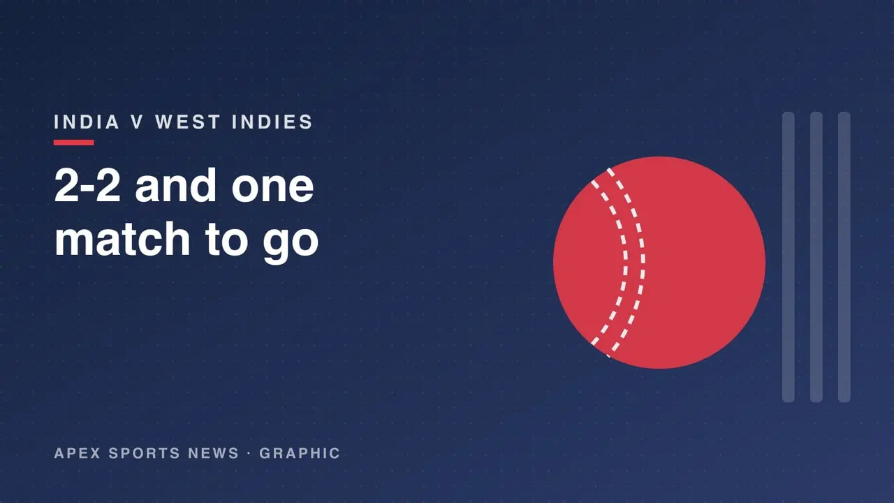 Graphic of a cricket ball and stumps for the India vs West Indies T20I decider