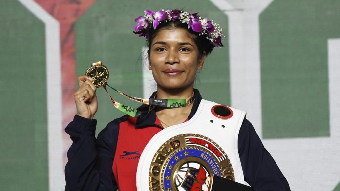 Nikhat Zareen training ahead of Olympic boxing qualification